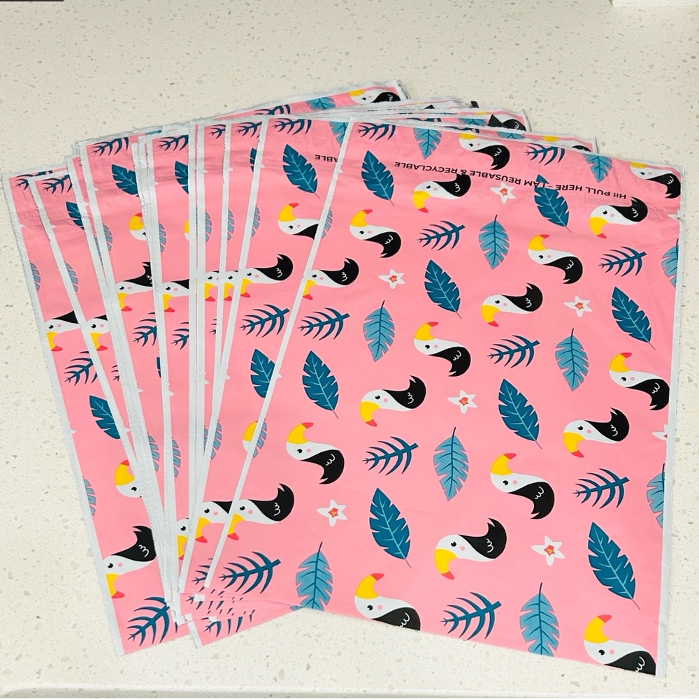 🌴 25 Tropical Toucan Poly Mailers 10” x 13”